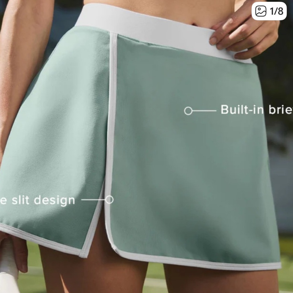 ALO Yoga Sage Green Athletic Skort with White Trim